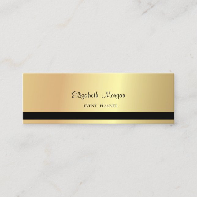 Modern Stylish Professional Elegant Gold,Striped Mini Business Card (Front)