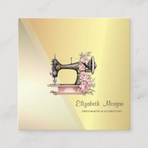 Modern Stylish Professional Geometric Gold Square Business Card