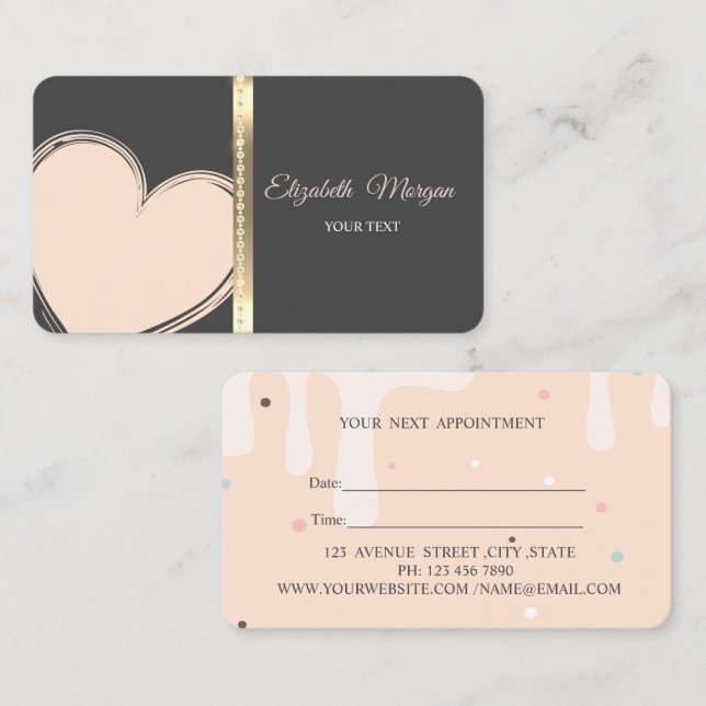 Modern Stylish,Professional Heart Appointment Card (Front/Back)
