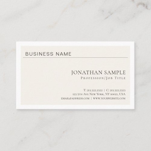 Modern Stylish Professional Minimal Design Plain Business Card