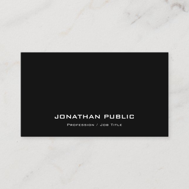 Modern Stylish Professional Plain Black And White Business Card (Front)