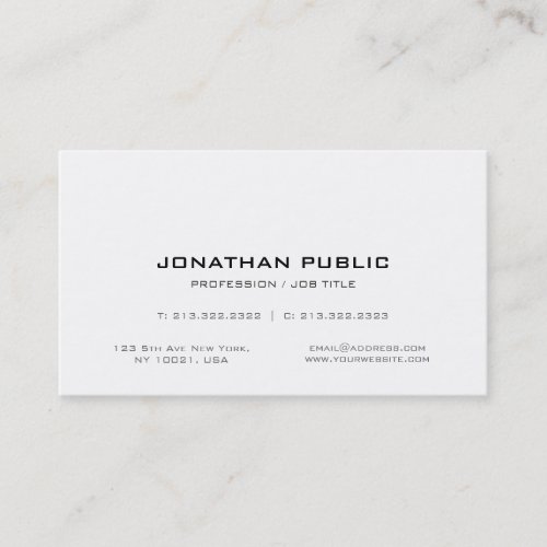 Modern Stylish Professional Sleek Chic Plain Business Card