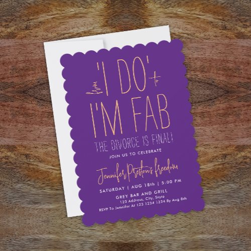 Modern Stylish Purple Break Up Divorce Party Fab  Invitation