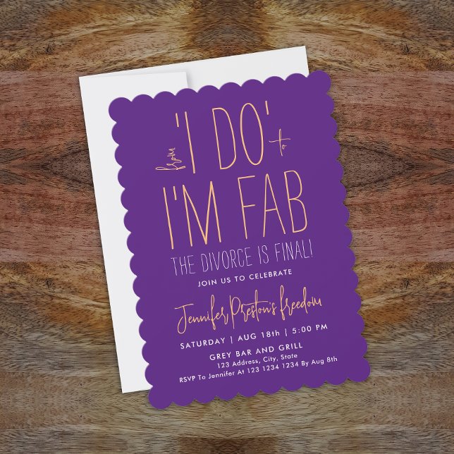 Modern Stylish Purple Break Up Divorce Party Fab  Invitation (Creator Uploaded)