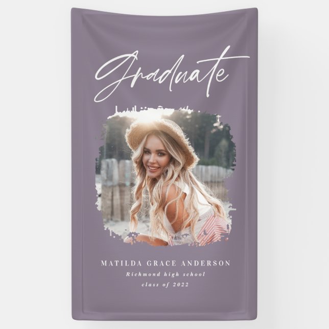 Modern stylish purple photo typography graduation  banner (Vertical)
