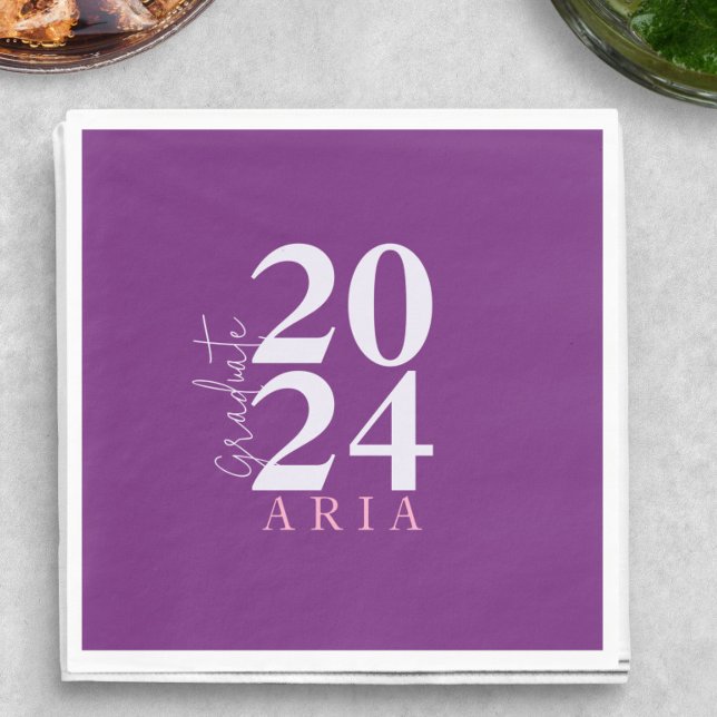 Modern Stylish Purple Pink White Graduation Party Napkins (Creator Uploaded)