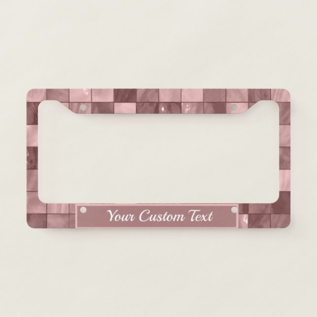 Modern Stylish Purple Tile Pattern Custom Unique License Plate Frame (Front)
