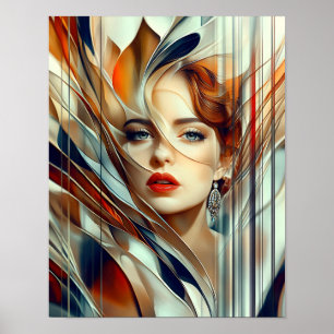 Modern Stylish Rainbow Abstract Beautiful Woman Poster