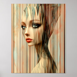 Modern Stylish Rainbow Abstract Beautiful Woman Poster