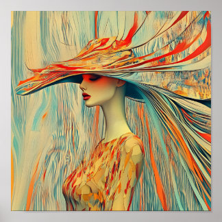 Modern Stylish Rainbow Abstract Beautiful Woman Poster
