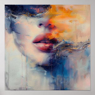 Modern Stylish Rainbow Abstract Beautiful Woman  Poster