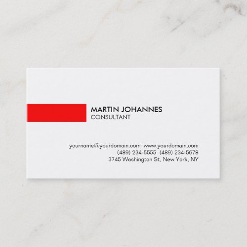 Modern Stylish Red Line Black White Business Card