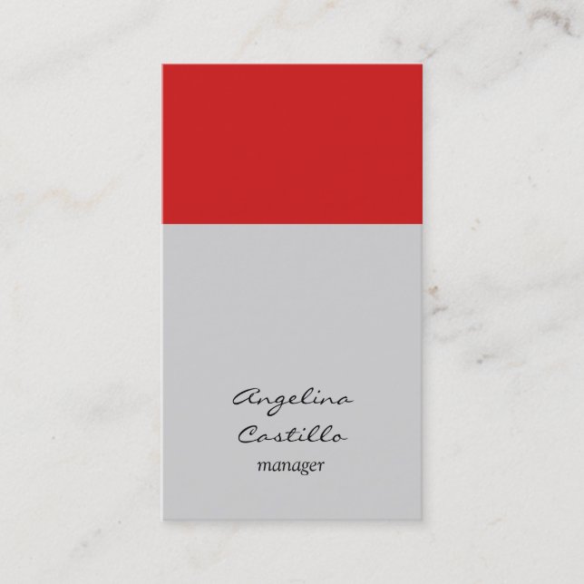 Modern Stylish Red Stripe Light Gray Background Business Card (Front)