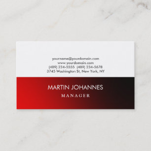 Modern Stylish Red White Black Business Card