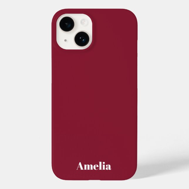 modern stylish red white script Personalized Name  Case-Mate iPhone Case (Back)