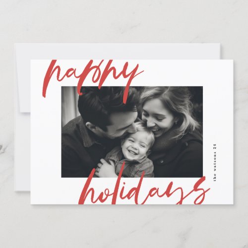 modern stylish reds  white photo happy holiday card