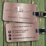 Modern Stylish Rose Gold Brushed Metal Monogrammed Luggage Tag<br><div class="desc">Travel in style with our Modern Stylish Rose Gold Brushed Metal Monogrammed Luggage Tag! Make your mark with a personalized touch including your name and monogram elegantly displayed on the front. On the back, essential contact details including email, address, and phone number ensure your luggage is easily identifiable. Elevate your...</div>