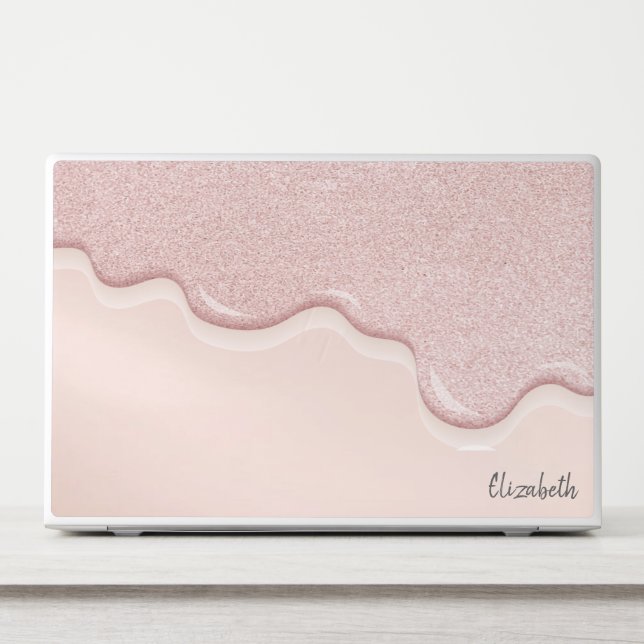 Modern Stylish Rose Gold Glitter Drips  HP Laptop Skin (Front)