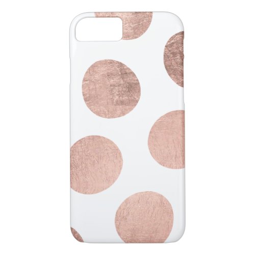 Modern stylish rose gold hand drawn big polka dots iPhone 87 case