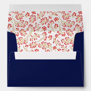 Modern Stylish Royal Blue Floral Pattern Christmas Envelope