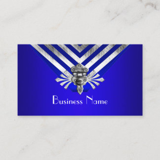 Modern Stylish Royal Blue Silver Stripe Hinge Business Card