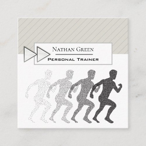 Modern Stylish Running Personal Trainer Square Business Card