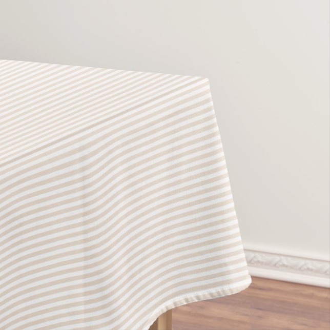 Modern Stylish Rustic Earth White Striped Pattern Tablecloth (In Situ)