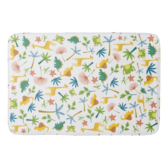 Modern stylish safari giraffe wild animals pattern bath mat (Front)