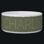 Modern Stylish Sage Green Dog Food Water  Bowl<br><div class="desc">A stylish and modern pet food bowl with the name of choice on sage green background. Click on "Customize It" to change the text,  fonts and colors. This personalized dog bowl is a minimal chic choice for your dog or cat.</div>