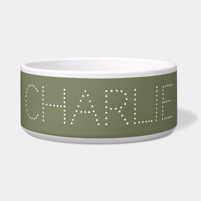 Modern Stylish Sage Green Dog Food Water  Bowl (Front)
