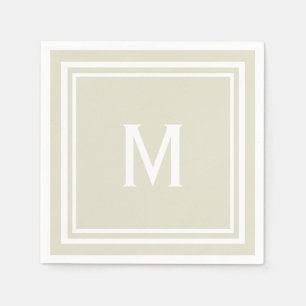 Modern Stylish Sandy Beige Custom Monogram Paper Napkins