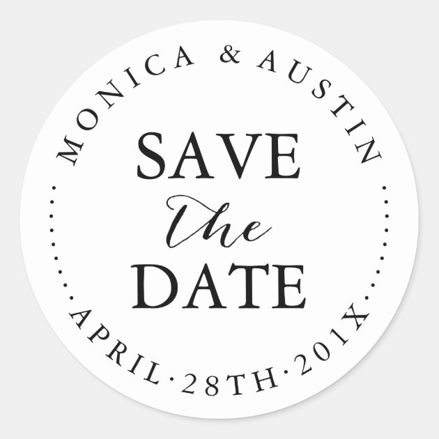 Modern Stylish  Save The Date Circle Lettering Classic Round Sticker