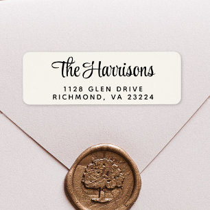 Modern Stylish Script Cream Return Address Label