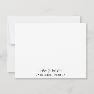 Modern Stylish Script From the Desk Of Name Black Note Card