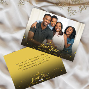 Modern Stylish Script Happy New Year Photo  Holiday Card