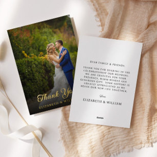 Modern Stylish Script Photo Wedding Thank You Card