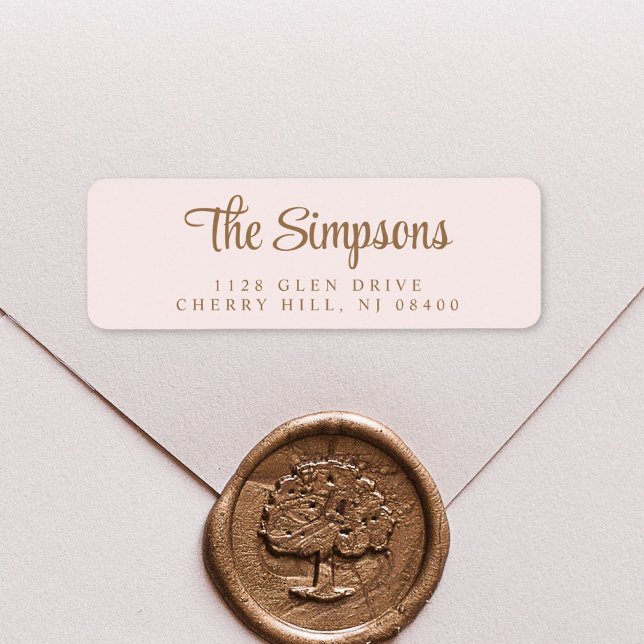 Modern Stylish Script Pink Gold Return Address Label (Creator Uploaded)