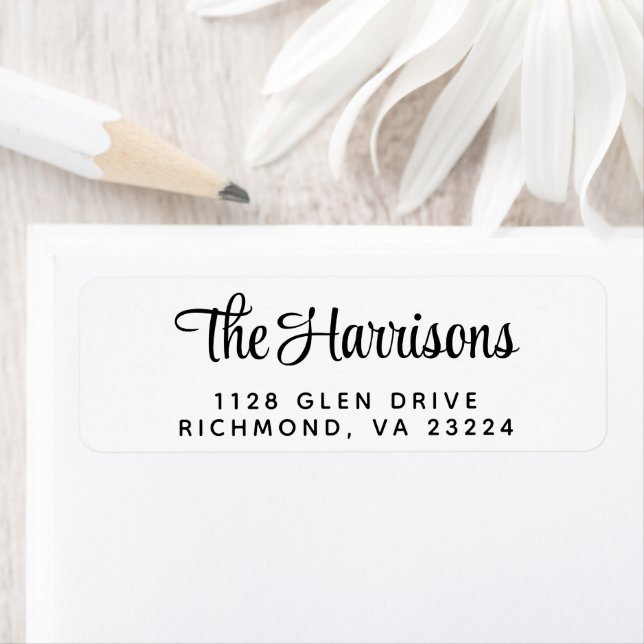 Modern Stylish Script Return Address Label (Insitu)