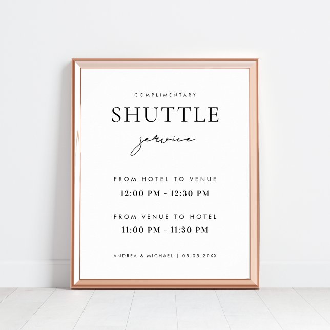 Modern Stylish Script Shuttle Service Wedding Sign (Creator Uploaded)