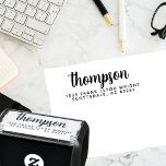 Modern Stylish Script Wedding Return Address Self-inking Stamp<br><div class="desc">Our modern and stylish script wedding return address self-inking stamp is designed to add a touch of sophistication to your stationery. This self-inking stamp combines a clean, minimalistic design with a beautiful script font. It's the perfect choice for creating a lasting impression on your wedding invitations and envelopes. With its...</div>