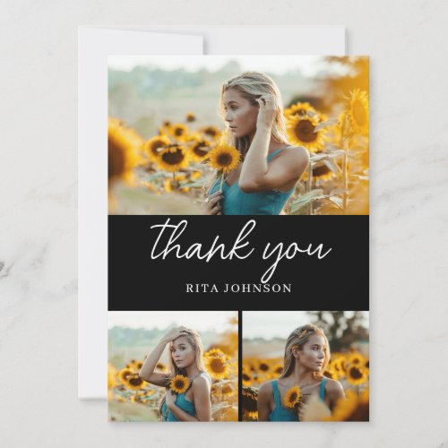 Modern Stylish Senior Photo Overlay Graduation Thank You Card