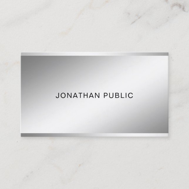 Modern Stylish Silver Look Design Professional Top Business Card (Front)