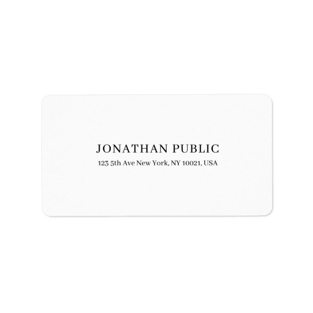 Modern Stylish Simple Design Chic White Plain Label (Front)
