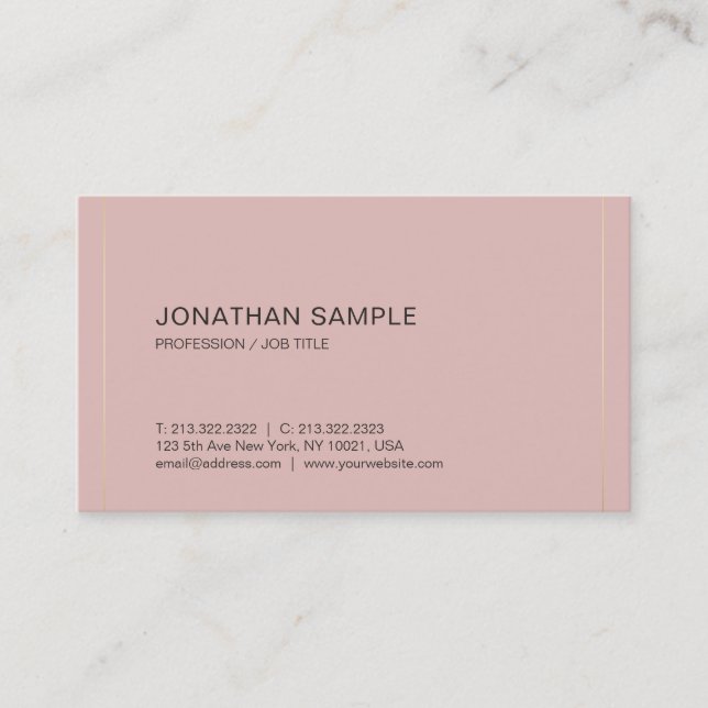 Modern Stylish Simple Design Plain Luxe Silk Business Card (Front)