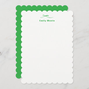 Modern Stylish Simple Feminine Girly Bow Green Note Card