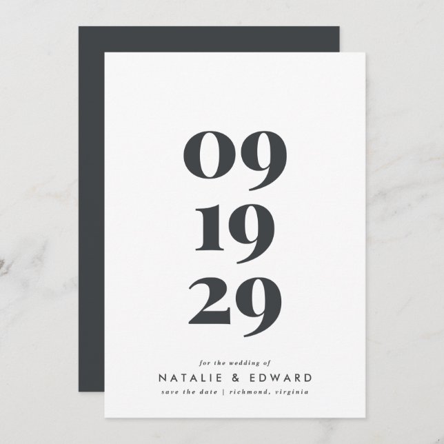 Modern stylish simple typography wedding save the date (Front/Back)