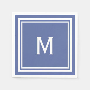 Modern Stylish Slate Blue Monogram Napkins