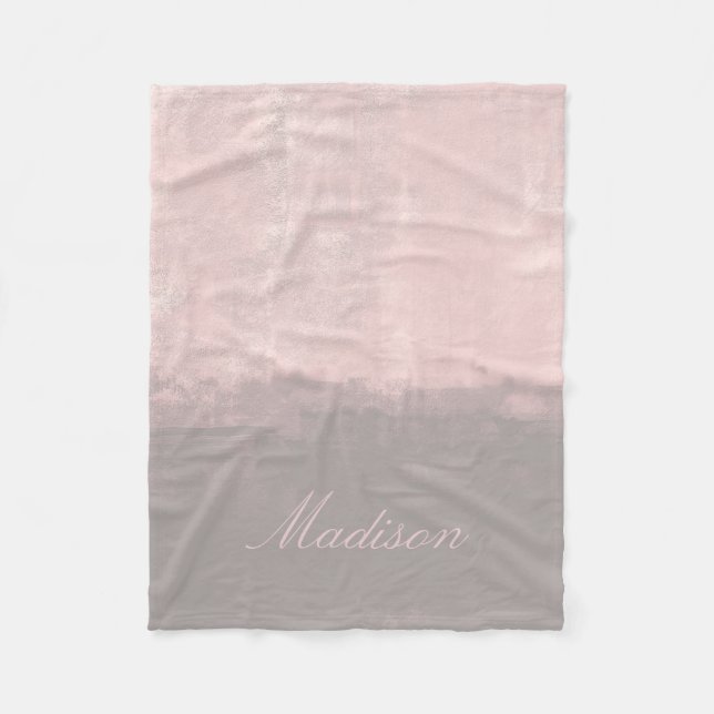 Modern stylish soft pink gray fleece blanket (Front)