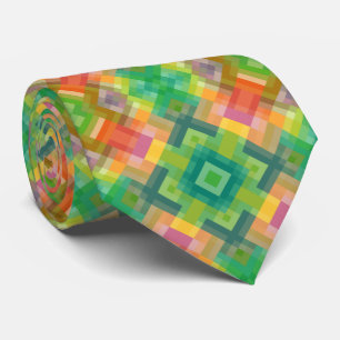 Modern Stylish Squares Triangles Polygon Pattern Neck Tie