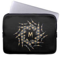 Modern Stylish Star Pattern Monogram Personalize Laptop Sleeve